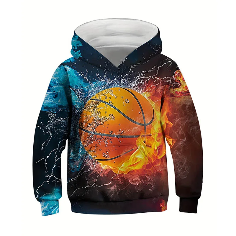 Children's Clothes Basketball Hoodie For Kids Boys/Girls 3D Print Flame Sweatshirt Boy Hoodies Tops Long Sleeve Autumn Pullover