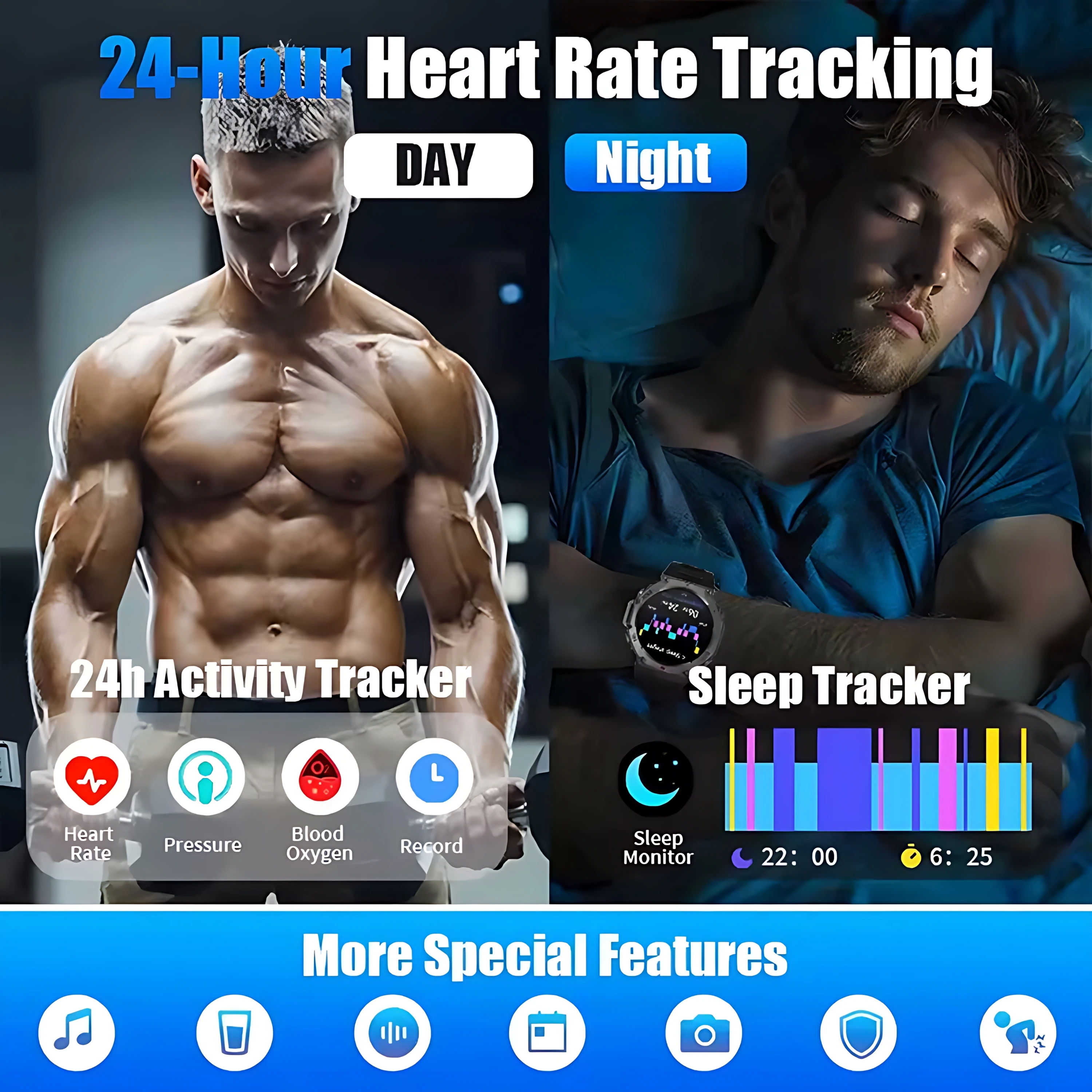 Nuevo reloj inteligente GPS de grado militar 1,43 HD pantalla completamente táctil 5ATM resistente al agua 500mAh batería alta 170 + modo deportivo reloj inteligente 2025