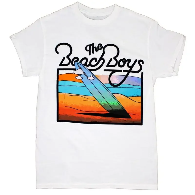 Men'S Beach Boys Sunset Surfboard T Shirt White