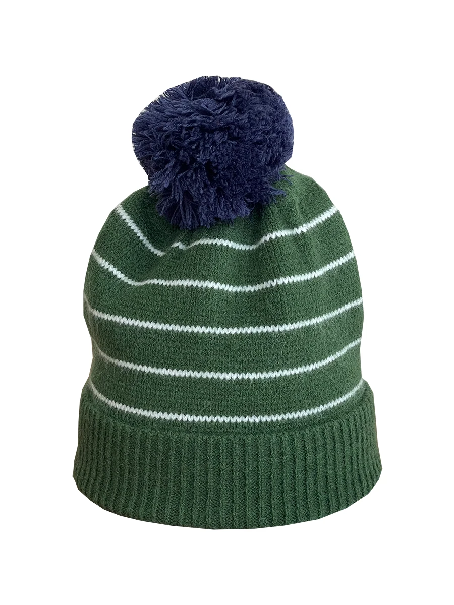 Hairball hat Children's autumn and winter wool hat Winter warm knitting striped ear protectors Stacked knitted hat