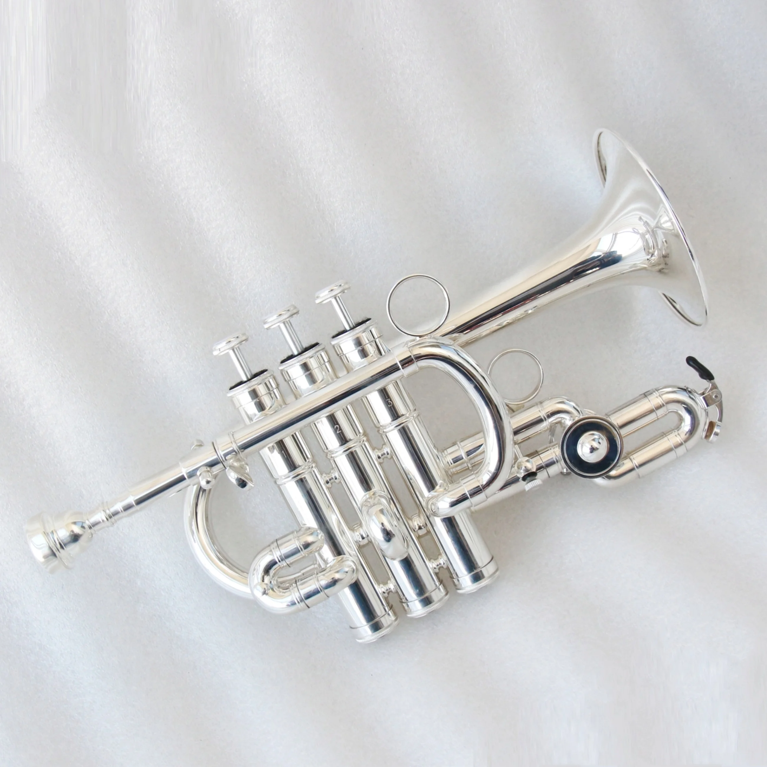 High quality professional trumpet instrument Brass Body Silver plated piccolo trumpet with Rotary Valve