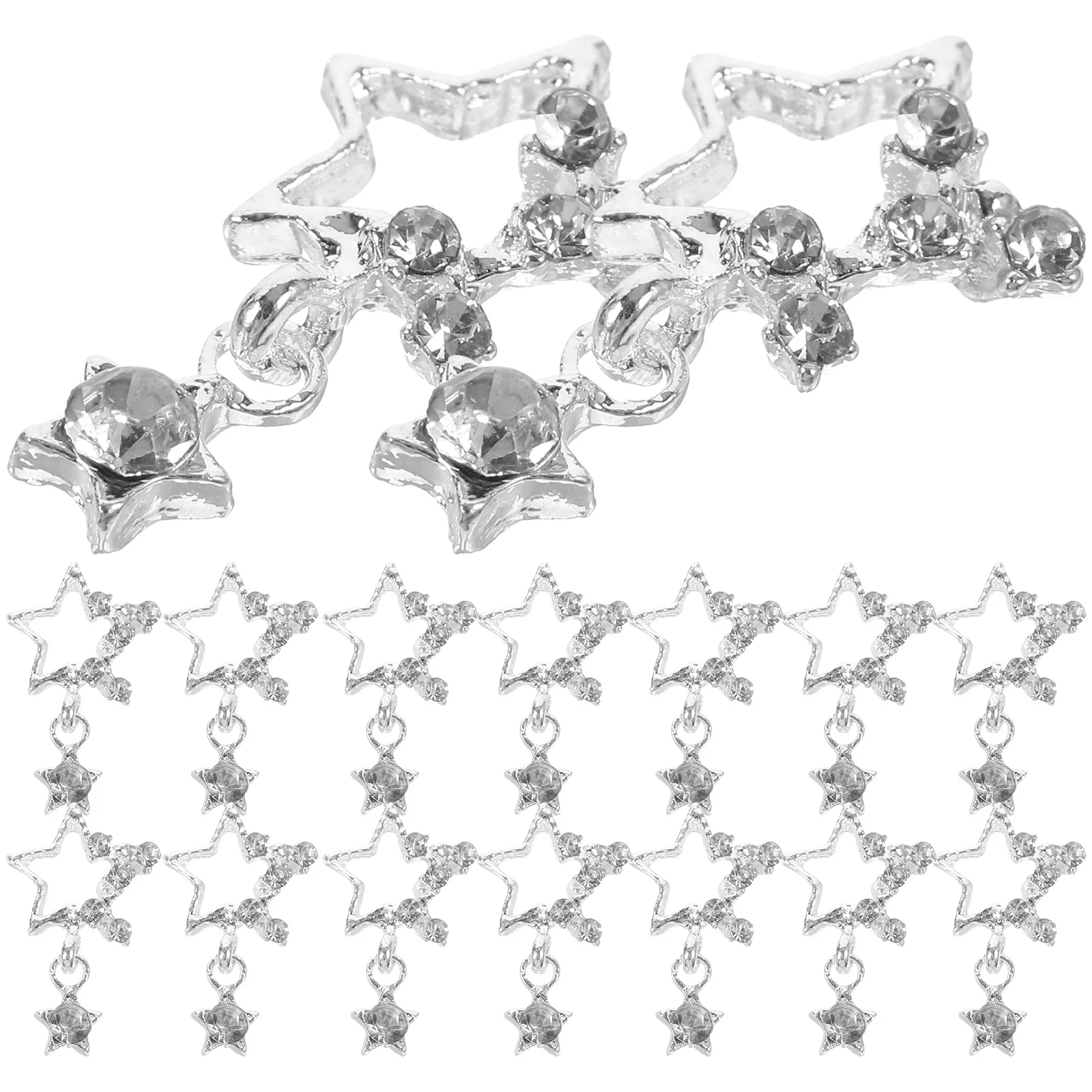 

20Pcs Water Drill Nail Decoration Star Charms Rhinestone Zinc Alloy Durable Long Lasting Nail Pendant Gems Star Charms for Nails