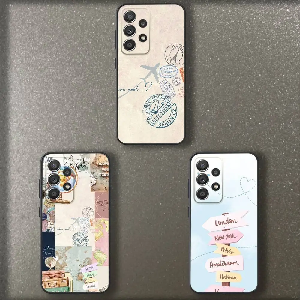 

Travel Plan Phone Case For Samsung S 25,24,23,22,30,21,10,9,Ultra,Plus,Lite,FE,4,5 G Soft Black Case