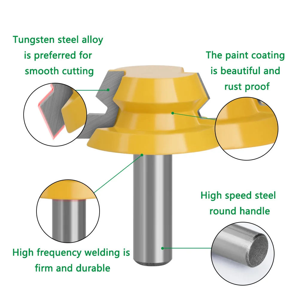 1/2 Handle 2-Piece Octahedral Tenon Joint Cutter, Wooden Barrel Cutter, Engraving Machine, Milling Cutter, Woodworking Milling C