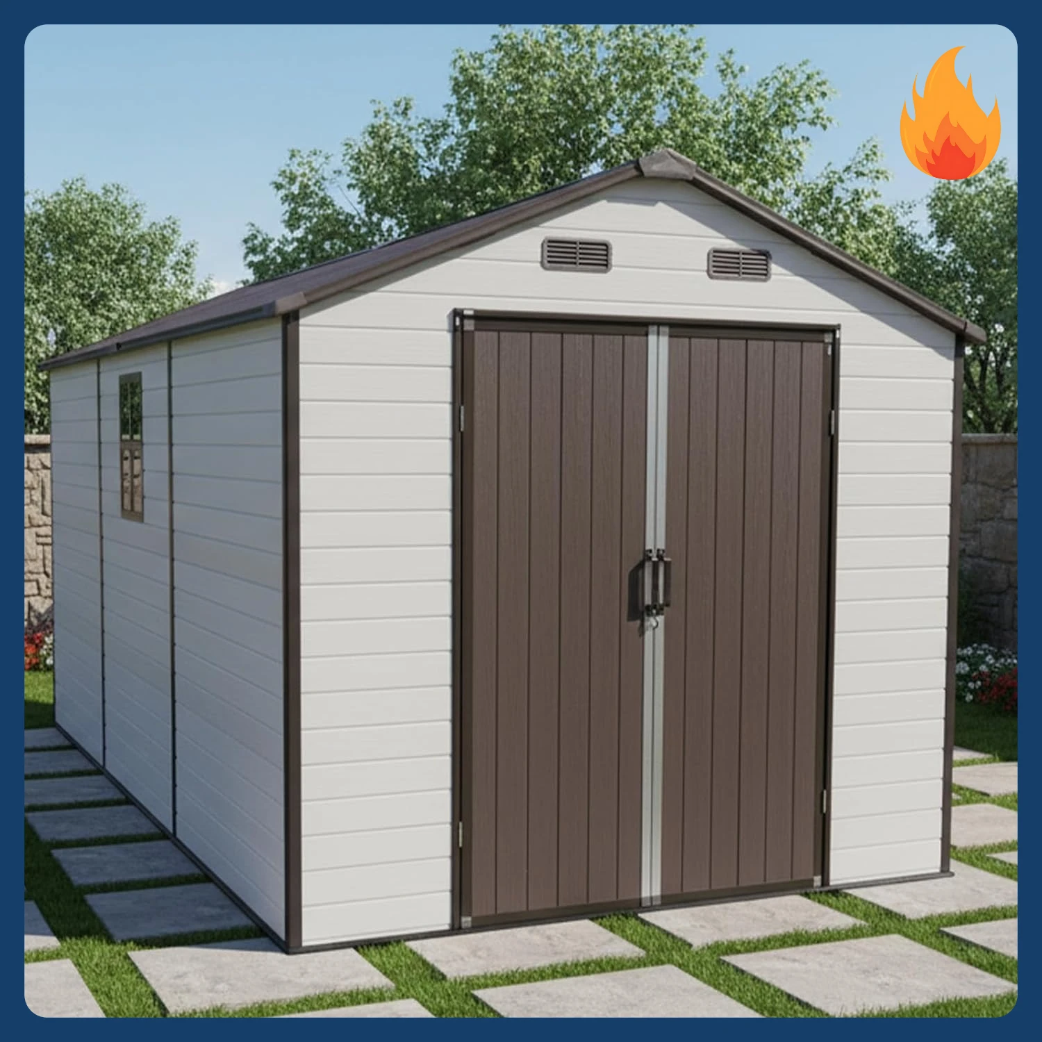 

[Скидка на цена! ] Сарай для хранения на открытом воздухе из смолы 8x14 футов с наполом и 2 окнами, пластиковыми навесами и прокладкой для хранения на открытом воздухе для Pat