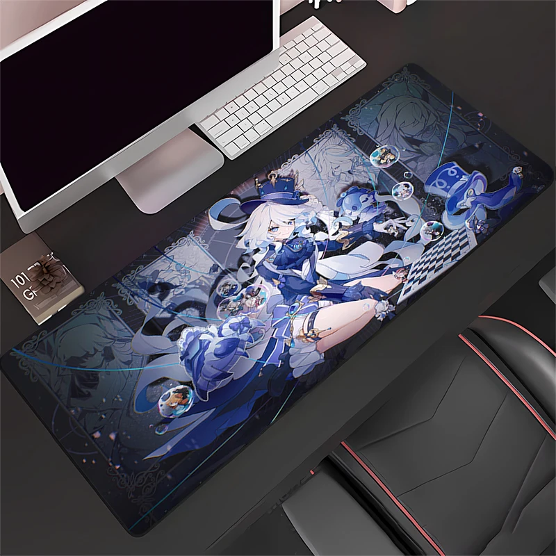 Large Gaming Customized Mouse pad Non-slip rubber Office desk mat Game keyboard pad Desk Mats Furina G-Genshin Impact Home Decor