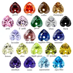 One hole Cubic Zirconia Customized single hole Heart Shape Perforated bead Beads For Jewelry Golden garnet white