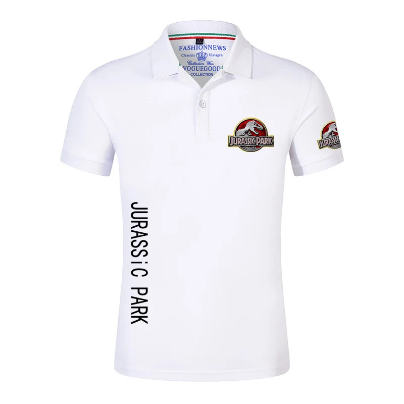 2024 Jurassic Park New Men Summer Hot Sale Thin Short Sleeve Polo Shirt Business Printed Clothes T-shirt Tops