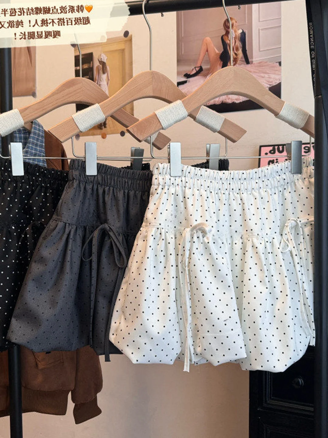 Sweet Korean Polka Dot  Knot Half Skirt A-Line Summer High Waist Anti-Light Bloom Puffy Skirt Women's Fashion