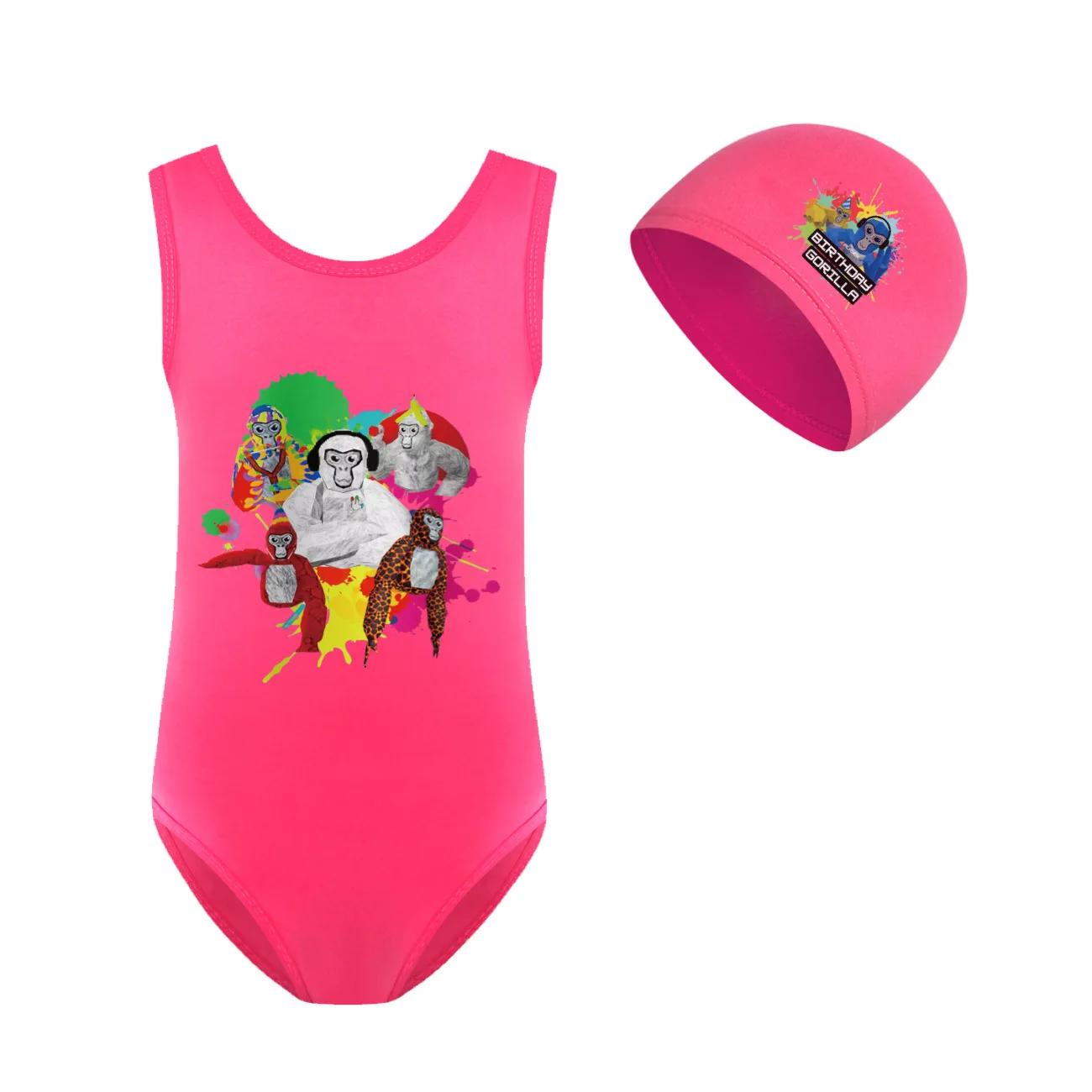 Gorilla Tag Monke Swimsuit One-piece Swimwear Girl Summer Casual Beachwear Children Swimming Costume Suit 2-14Y