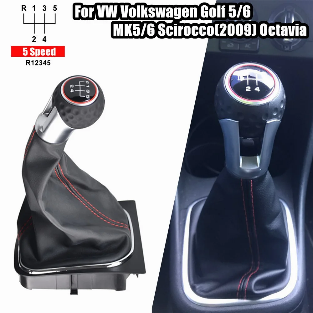 Manual 5 6 Speed Car Suede Leather Gear Shift knob Complete Gaiter Boot For Volkswagen VW Golf 5 Golf 6 MK5 MK6 R32 GTI 2004-09