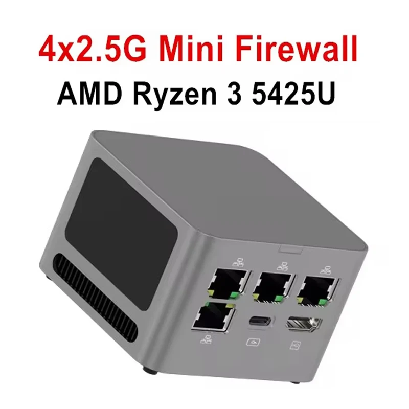 AittactSuper Mini Firewall PC M1 AMD Ryzen 3 5425U 4x2,5G LAN i226-V 8GB LPDDR4 Mini ordenador de bolsillo para juegos Proxmox pfSense ESXi
