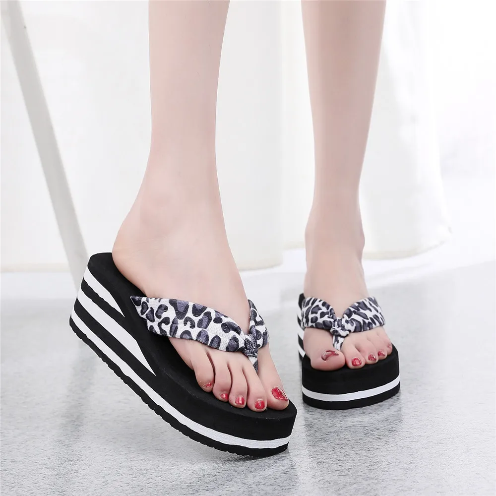 Flip Flops Women Summer Outside Fashion Beach Student High Heel Thick Sole Slippers Womens Shoes High 6.5 Cm Pantuflas De Mujer