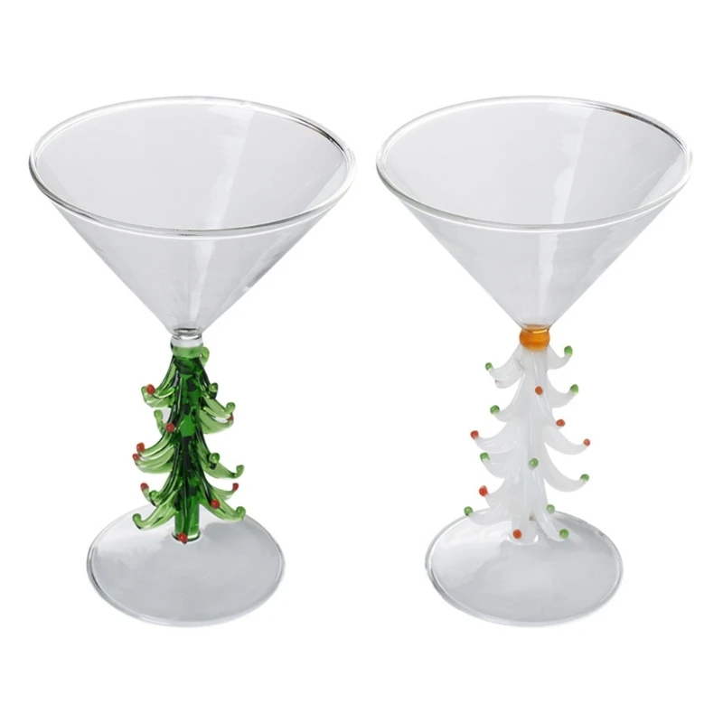 2025 Nuevo y elegante vaso vino con temática navideña con forma árbol Navidad para bebidas