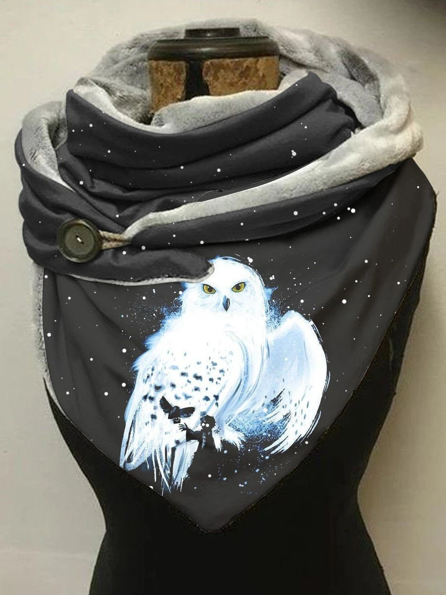 Foulard et châle imprimé en 3D pour femmes, motif hibou magique, décontracté