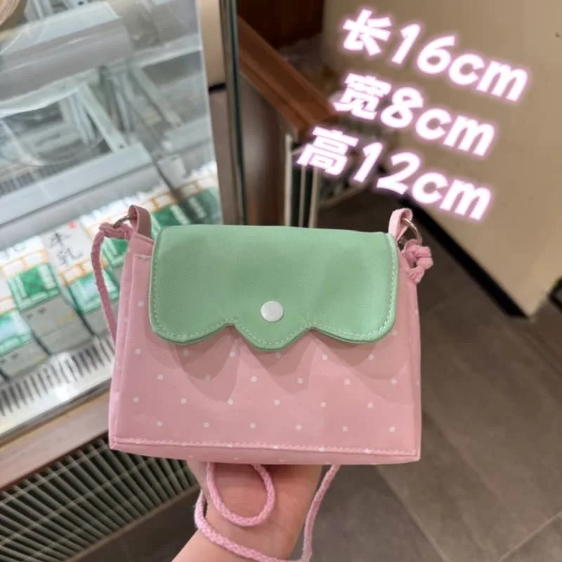 Sweet Pink Green Color-block Polka Dot Small Square Bag Lightweight Compact Crossbody Bag Ins Style Versatile Daily Outings Gift