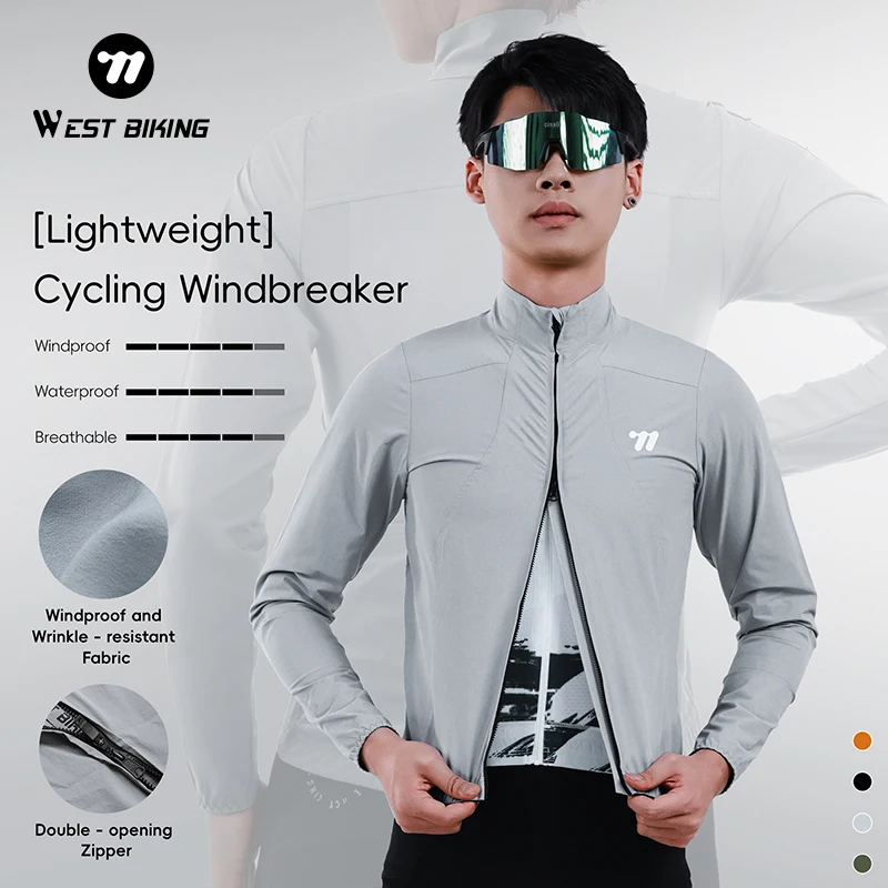 

Мужская велосипедная ветровка WEST BIKING, легкая дышащая спортивная куртка, быстросохнущая ветровка с длинным рукавом для велосипеда, мотоцикла