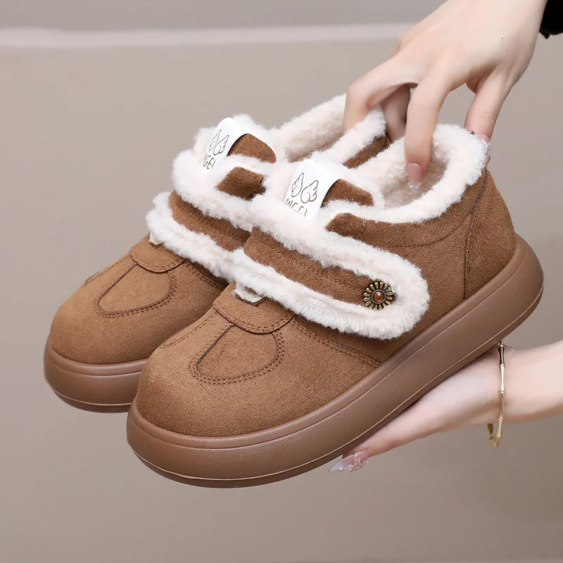 Fashion Sown Boots For Women Buckle Warm Casual Shoes Women'S Boots Trend 2026 New Winter Shoes Woman Flats Ankle Booties Ladies