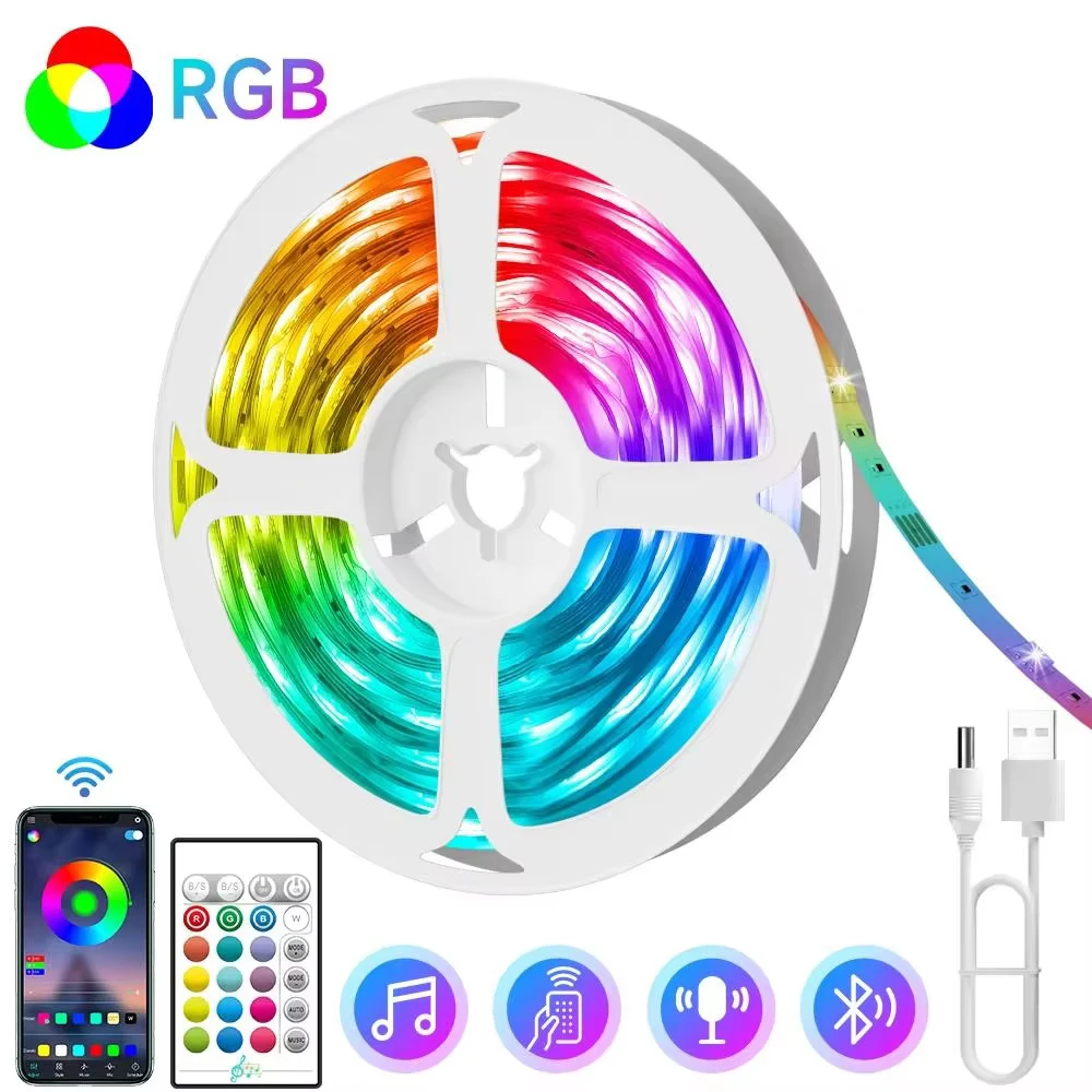 RGB LEDストリップライト,音楽同期,色変更,5v,1m-30m, 16万色