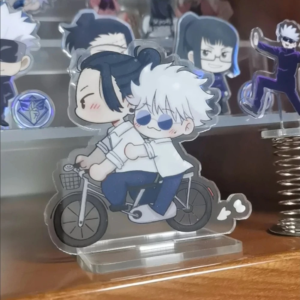 Bonita versión Q Jujutsu figura acrílica soporte de exhibición Satoru Gojo Geto Suguru periférico de animé adorno de escritorio Prop