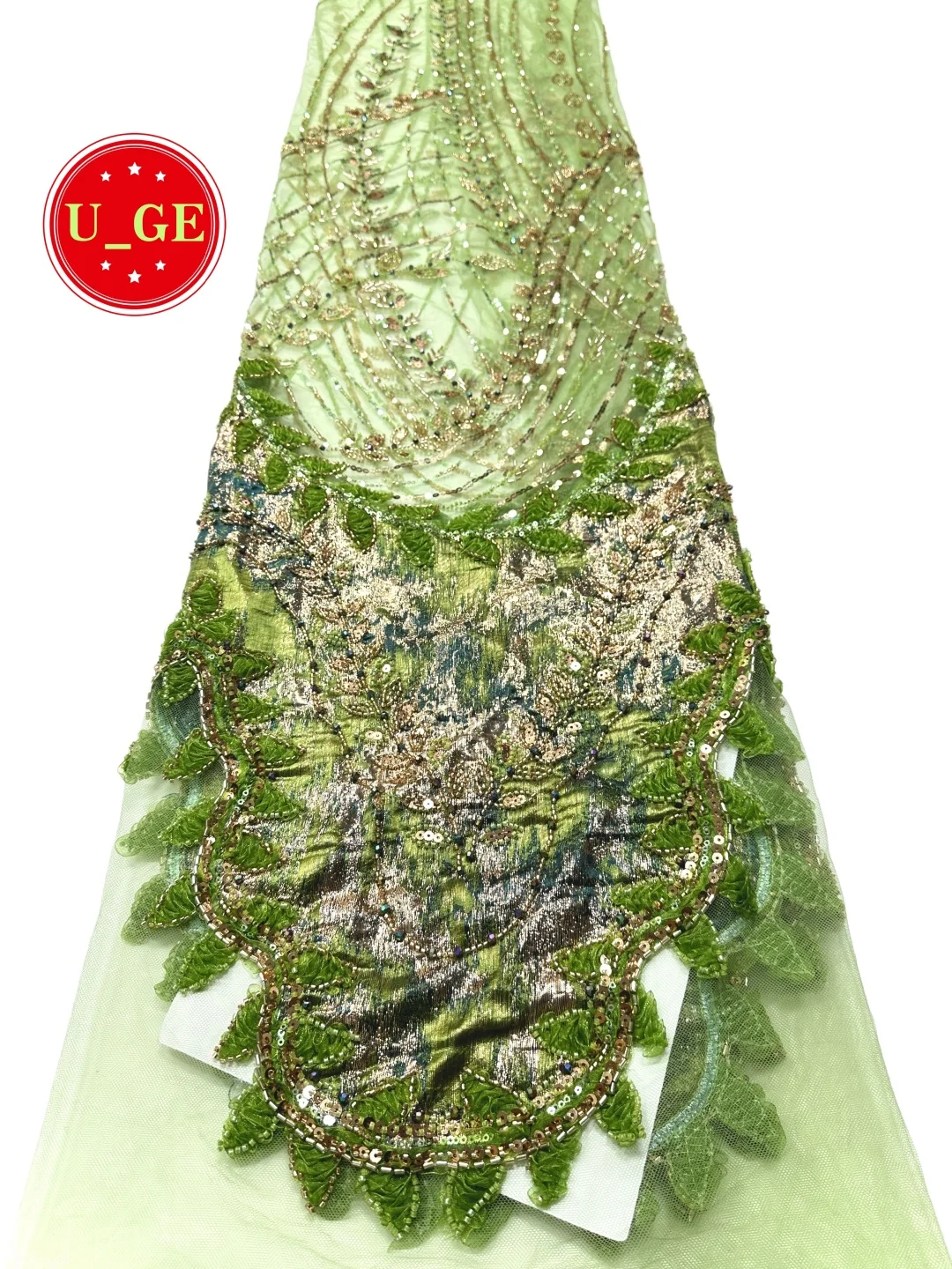 

2026 Elegant Soft Mesh Jacquard with Nice Stones Lace - Premium Fabric for Wedding & Evening DressesU_Ge5628