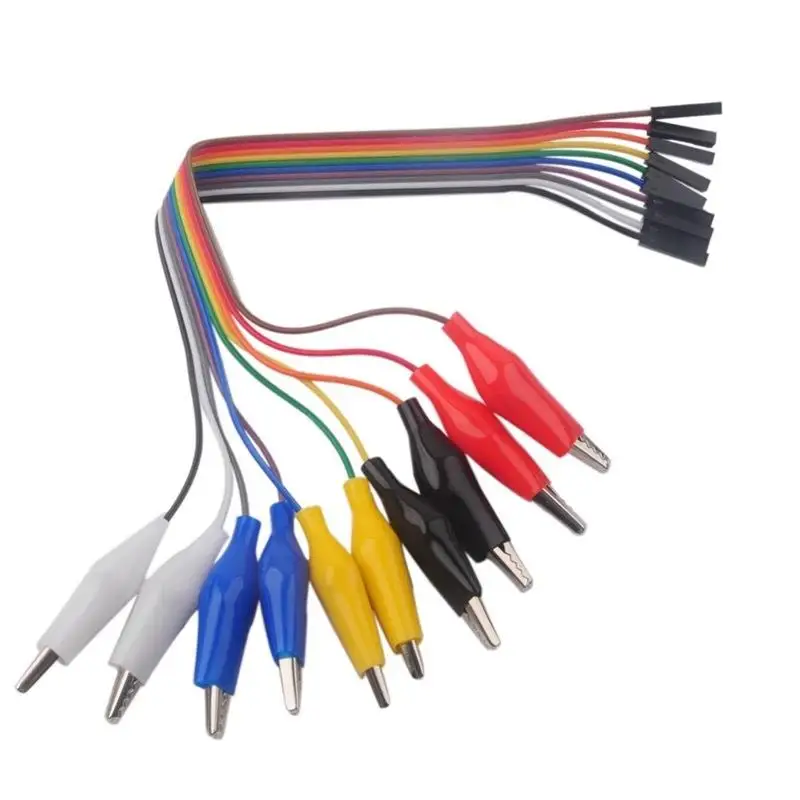 10-pin Female/Male To Alligator Clip Cable, Experimental And Test Lead, 2.54mm Rehearsal Cable