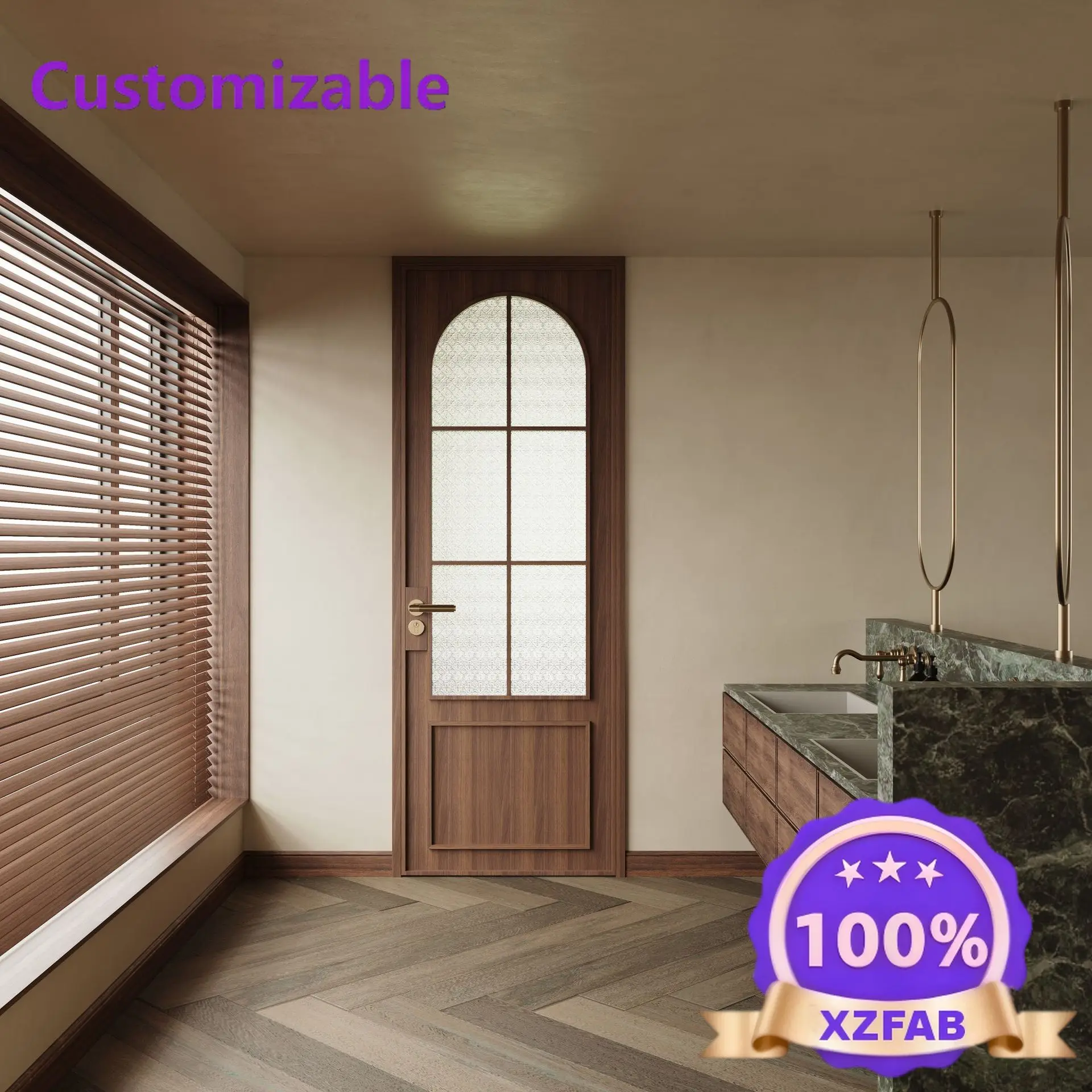 Factory Direct 2026 Medieval walnut bathroom door Extremely narrow swing do or Bedroom Begonia glass aluminum alloy bathroom d o