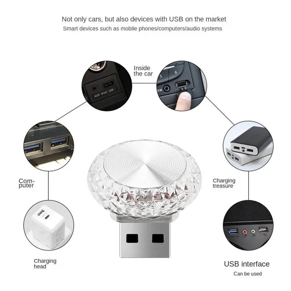 

Colorful LED Decorative USB Ambient Light Plug Play Portable Car Atmosphere Lamps Ambiance Lamp