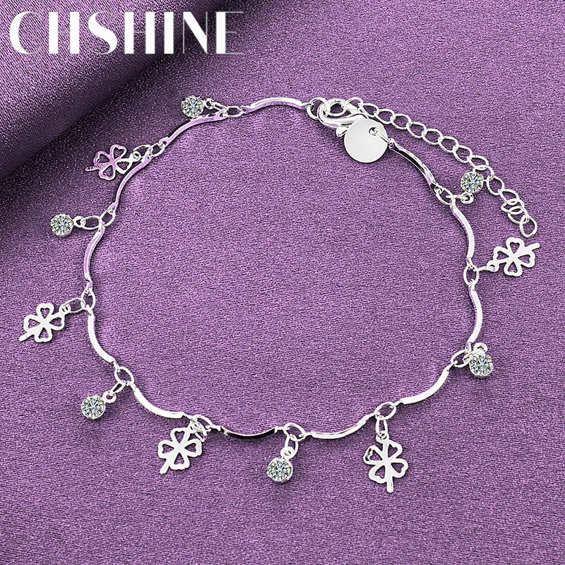 

CHSHINE 925 Sterling Silver Clover Charm Bracelet For Women Wedding Party Fashion Jewelry Chain Wholesale Free Shipping