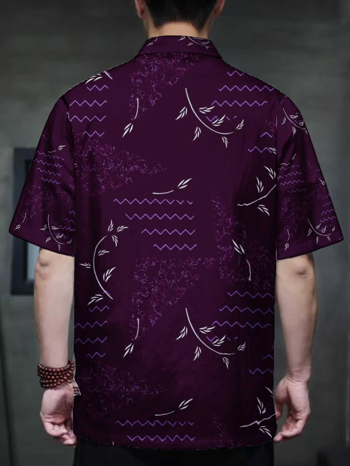 Men Modern Ethnic Tang Shirt Abstract Plant Geometric Mixed Print Mandarin Collar Frog Button Street Casual Garment