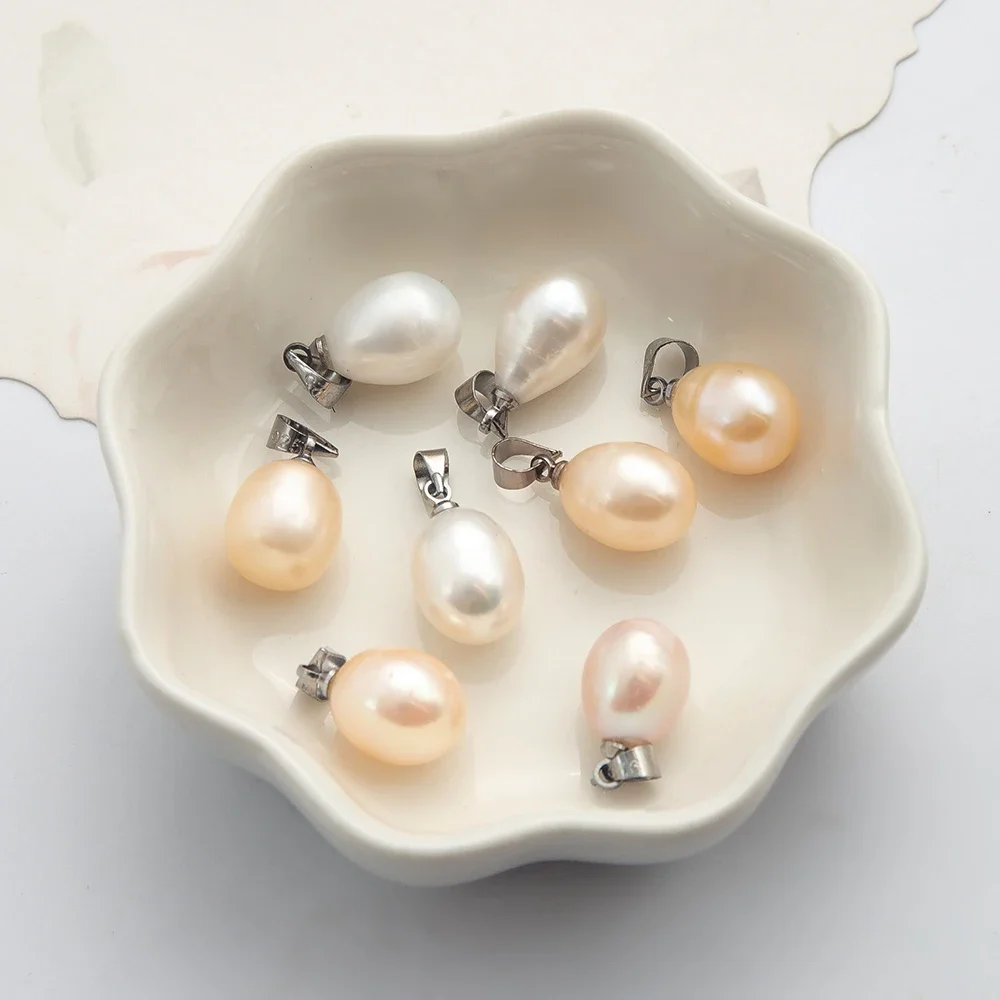 1 قطعة لؤلؤ المياه العذبة الطبيعية المعلقات سحر الأبيض الوردي الأرجواني القلائد ذاتية الصنع اكسسوارات هدية عيد الحب 10-11 مللي متر