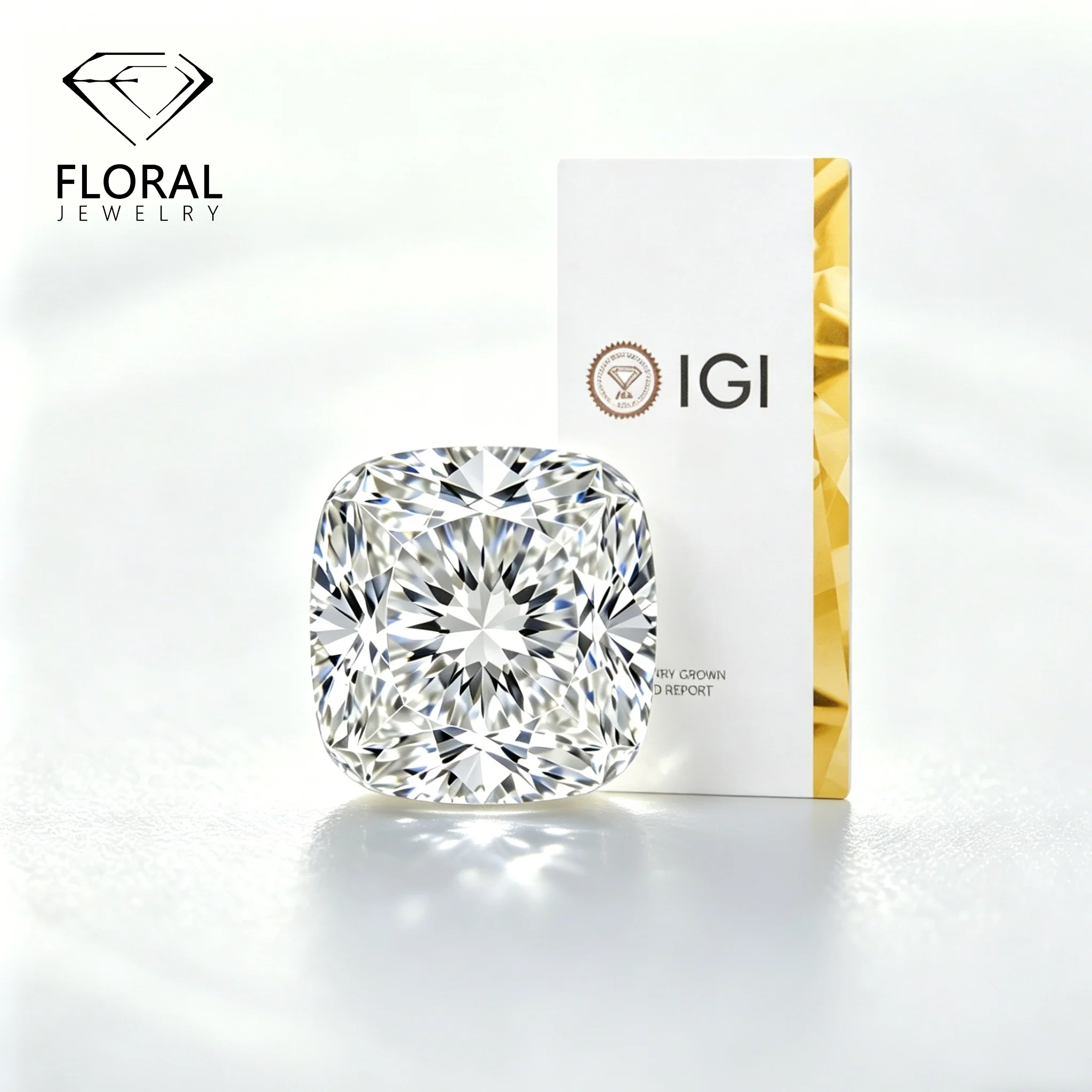 

Cushion Cut Lab Grown Diamond 1-5ct IGI Certified DEF VVS VS 3EX CVD HPHT Loose Diamond Wholesale
