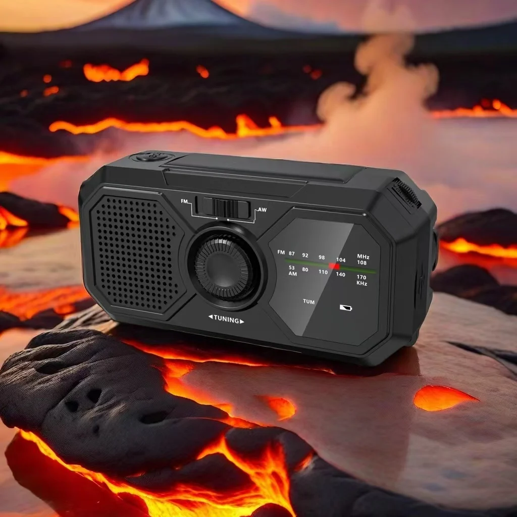 La fabbrica originale offre AM FM manovella solare oscurante radio di emergenza Power bank con torcia, lampada di lettura SOS e uscita USB