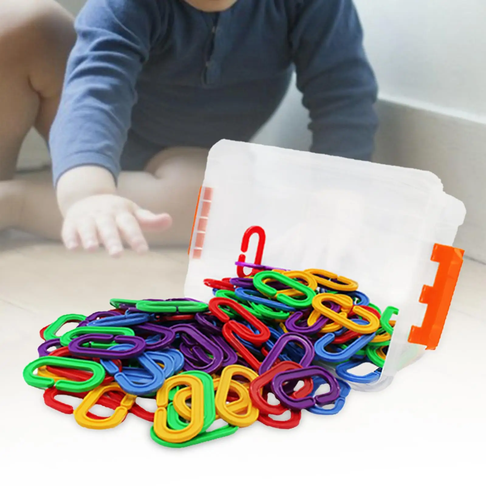 

150Pcs C Hook, Assorted Color Links, Fine Motor DIY Toys Parrot Bird Toy Cage for Playroom