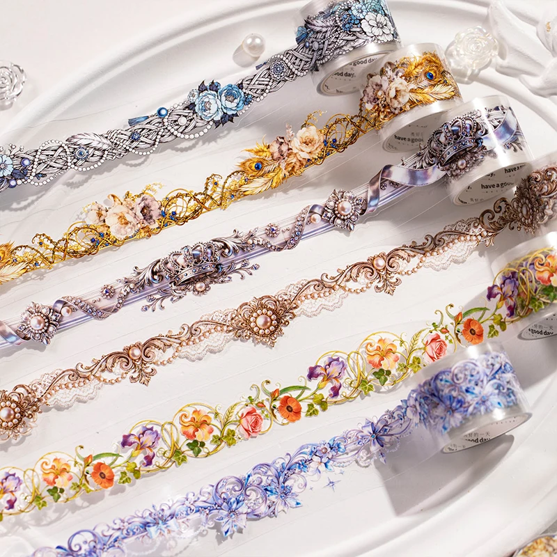 JIANQI 30mm*2m PET Gorgeous borders tape Stickers Decorative collage Adhesive Diy Scrapbooking hand made Masking tape