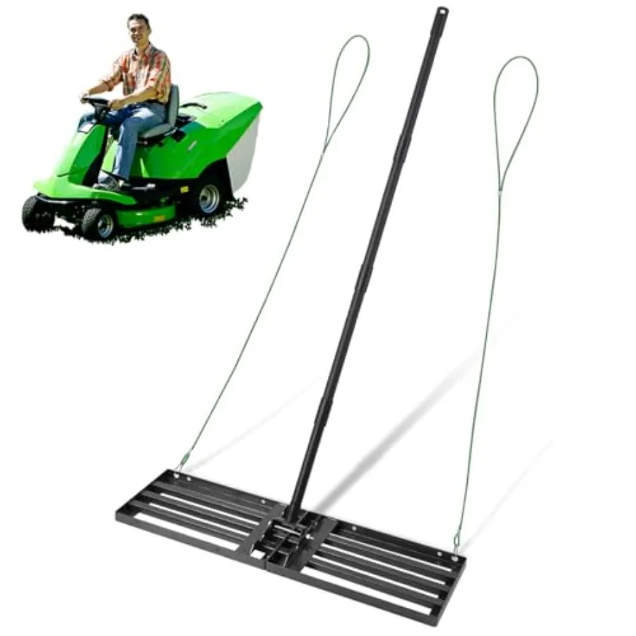 

34"x9.4" Leveling Rake 68" Leveler Big Lawn Leveler Stainless Steel Landscaping Tool for Garden Golf Lawn Farm Pasture Yard Too