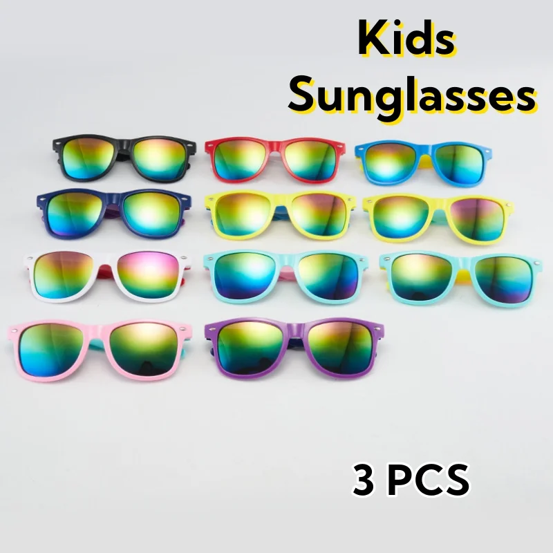 

3 шт./упак. модные трендовые детские солнцезащитные очки с защитой от ультрафиолета для мальчиков и девочек, уличные пляжные очки, защита глаз