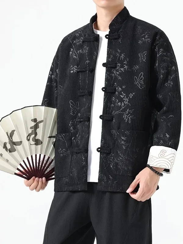 New Autumn Chinese Sle Couple Tang Suit Men's Women's Loose Velvet Jaet Outerwear Zhongan Coat Red Warmth Faion