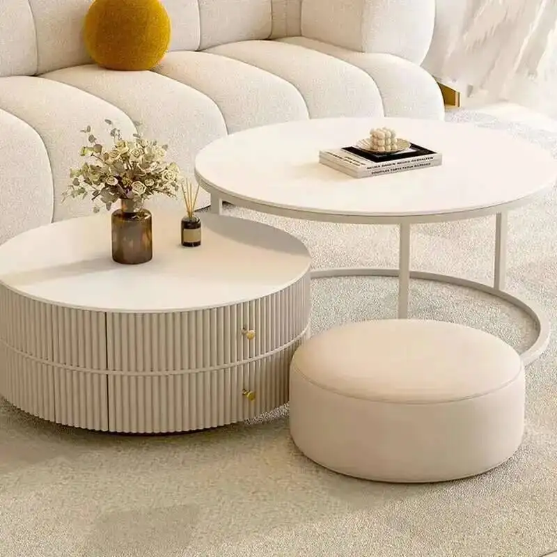 

Table Dining White Coffee Round Console Center Modern Table Side Living Room Accent Muebles Para El Hogar Home Decorations