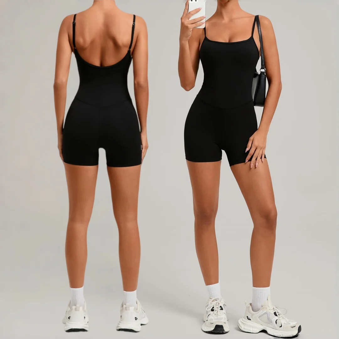 

Women's Pilates Yoga Jumpsuit Tight Backless One-Piece Sports Fitness Shorts Jumpsuit Running Casual Workout Gym Yoga Bodysuit