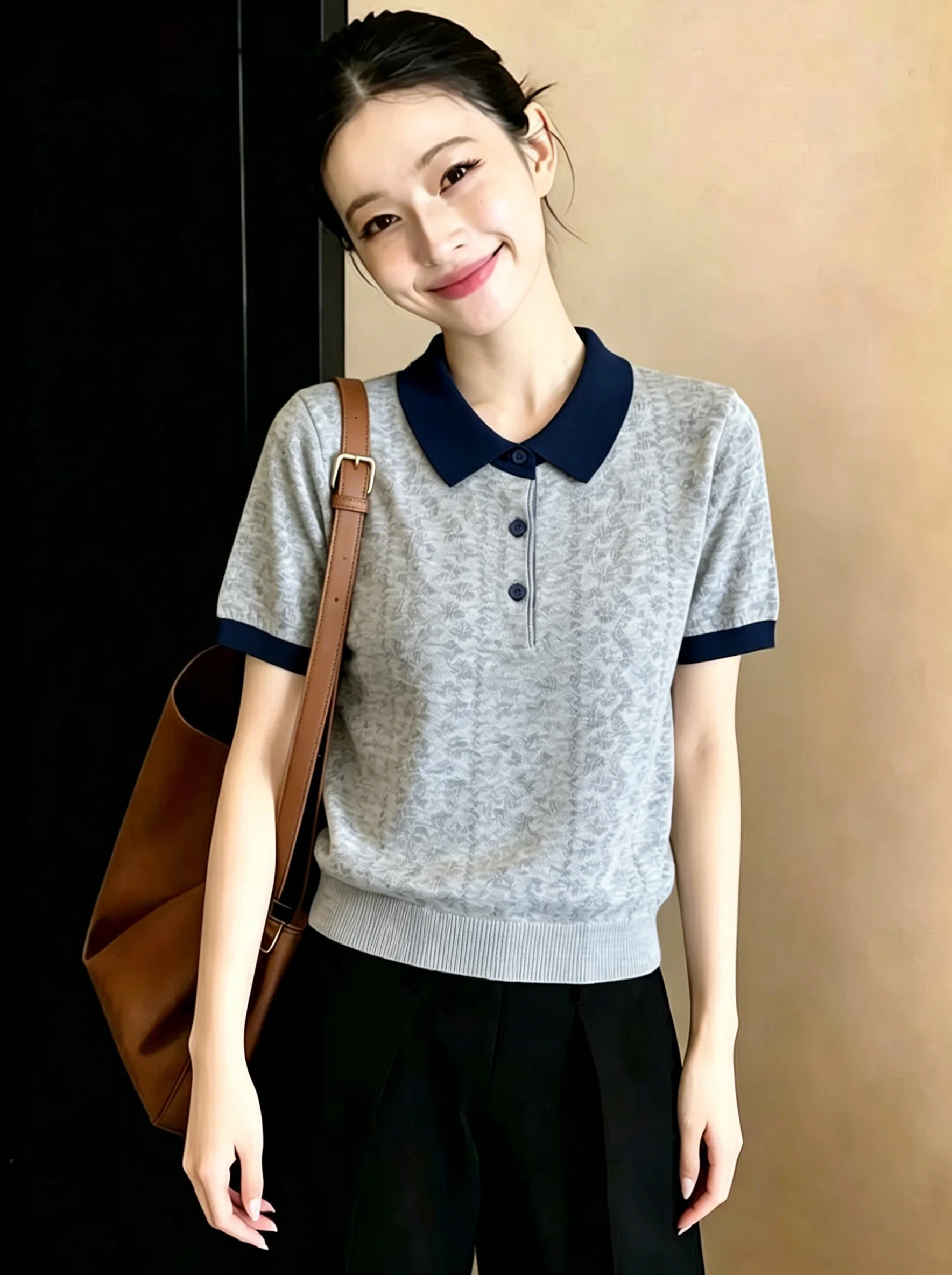 Color Block  Shirt Short Sleeve Loose Fit Women's T-Shirt Summer New Style Youthful Slimming Top for Small Stature