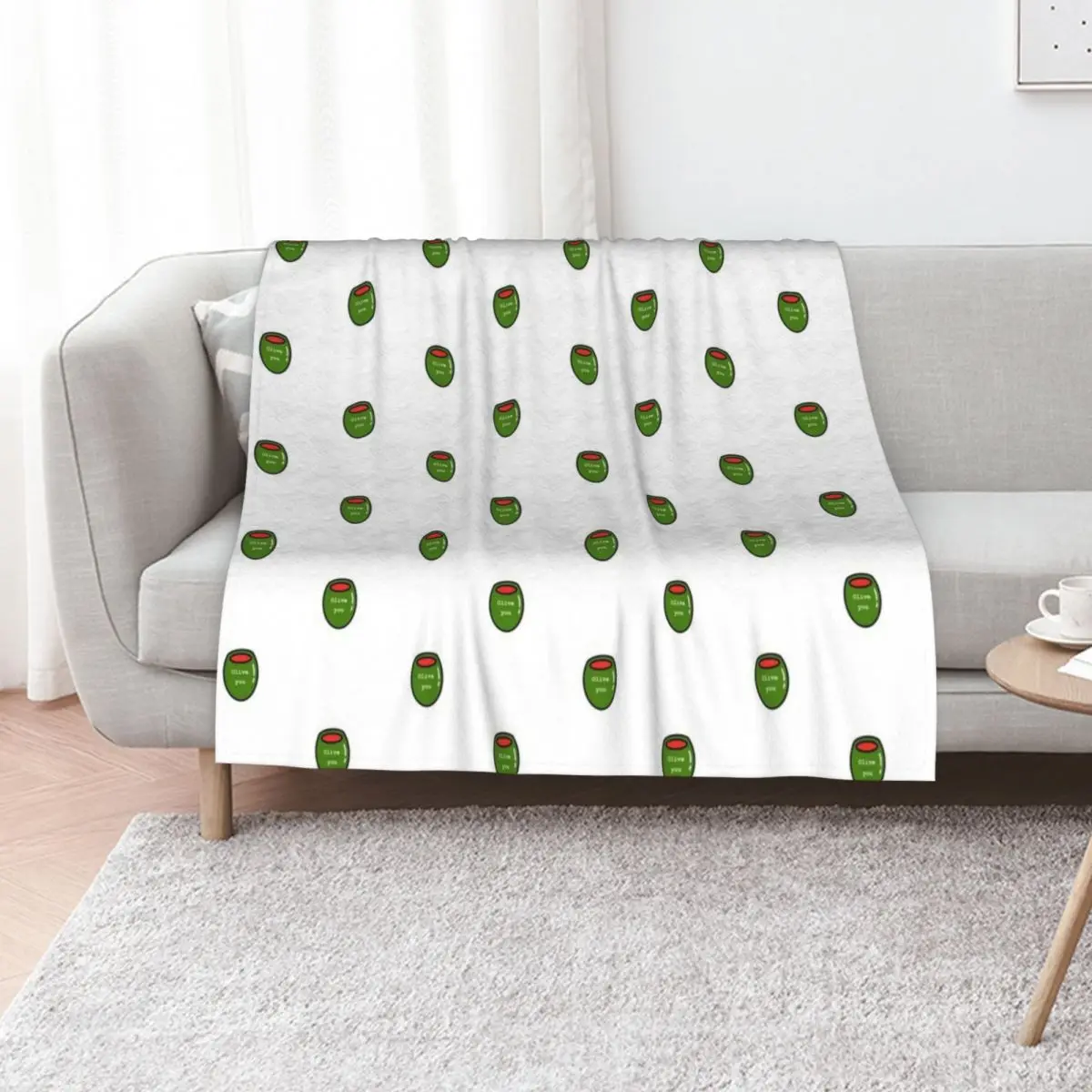 Olive you Throw Blanket Loose Soft Plush Plaid decorative Flannel Kid'S Thermal Blankets