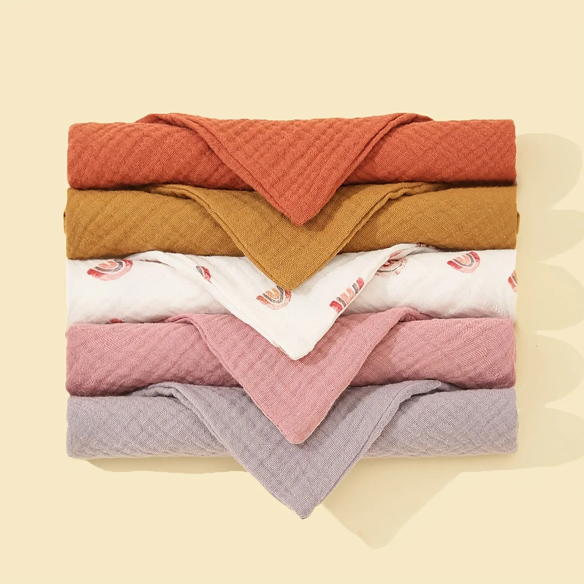 5PCS Baby Bib Soft Breathable Bibผ้าฝ้ายผ้าSnap BibsทารกTeething Bibพิมพ์ผ้าพันคอคอพยาบาลSupply