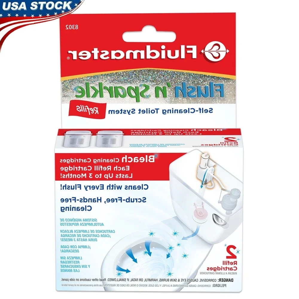 

Flush n Sparkle Toilet Bowl Cleaning System Bleach Refill Cartridges 2-Pack Automatic Hands-Free Cleaning Removes Stains Up to 6