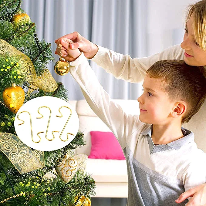 100/50Pcs Christmas Metal S-Shaped Hooks Xmas Tree Ball Gold Silver Pendant Hanging Holders Home Party Christmas Decoration Hook