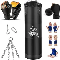 100/120cm Unfilled Heavy Punching Bag Professional Boxing Sandbag with Hanging Accessorie for MMA Muay Thai Kickboxing Taekwondo