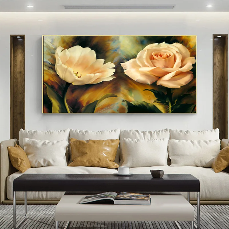 

Modern European Style Beautiful Flower Art Painting Canvas Poster Family Living Room Decorative Painting Wall Background