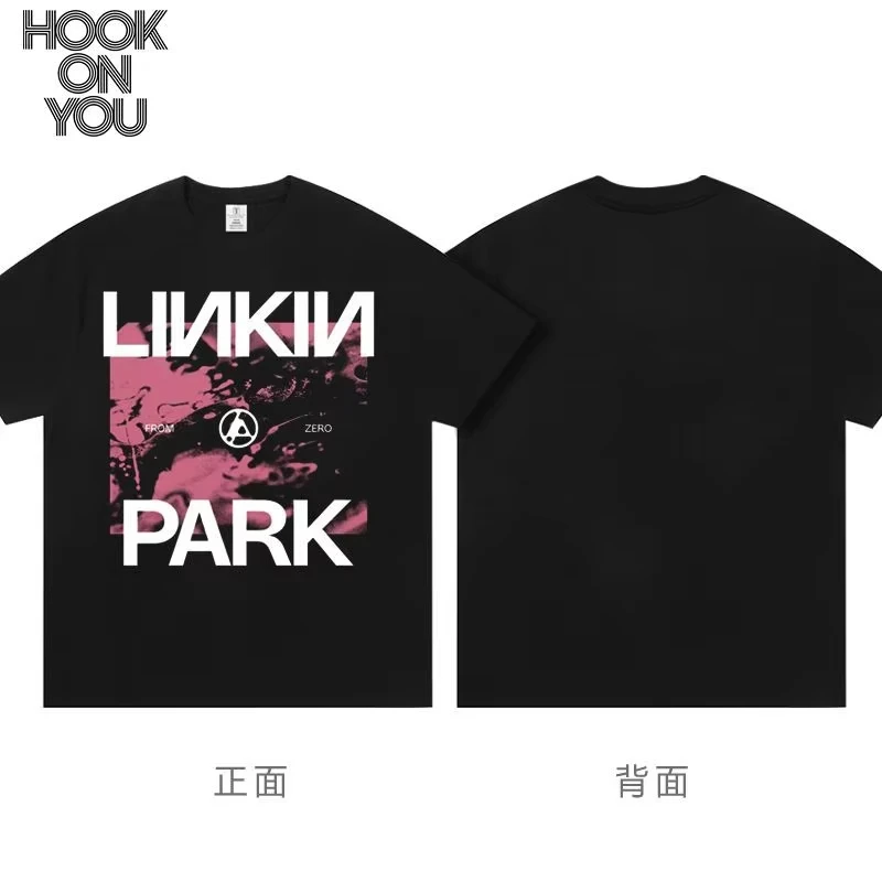 تي شيرت لينكين بارك من Zero New Album Tour المحيطة للرجال والنساء، ملابس فضفاضة بأكمام قصيرة