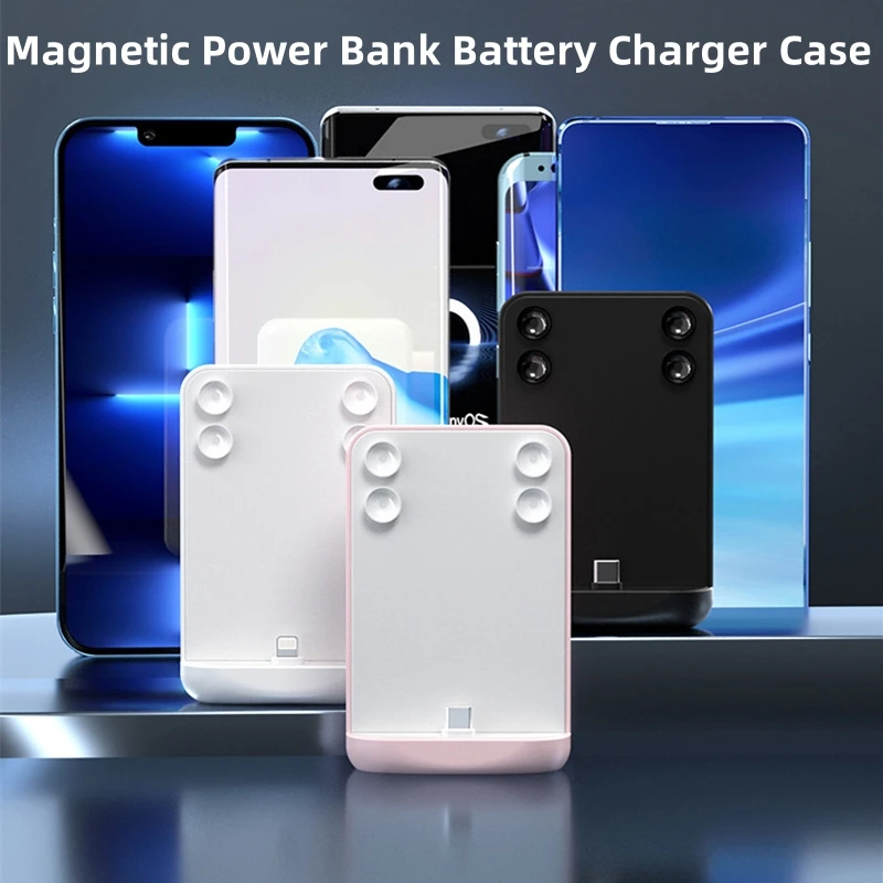 

Battery Charger Case 10000mAh Magnetic WirelessPower Bank for Apple Type C for iPhone 14 13 12 11 Pro XS Huawei Xiaomi Samsung