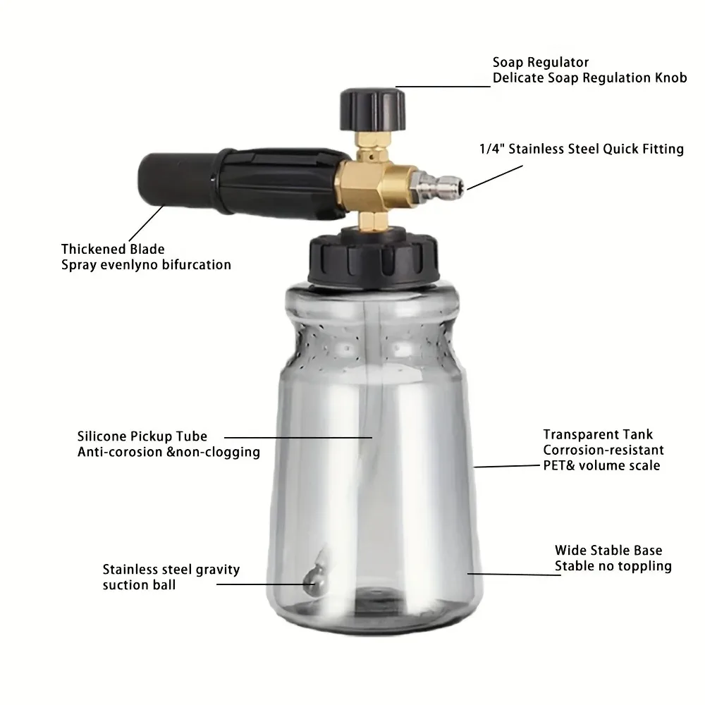 Adjustable PA High Pressure Foam Wash Gun, Professional Thick Foam Lance Compatible with Karcher K2-K7 Series Pressure Washers